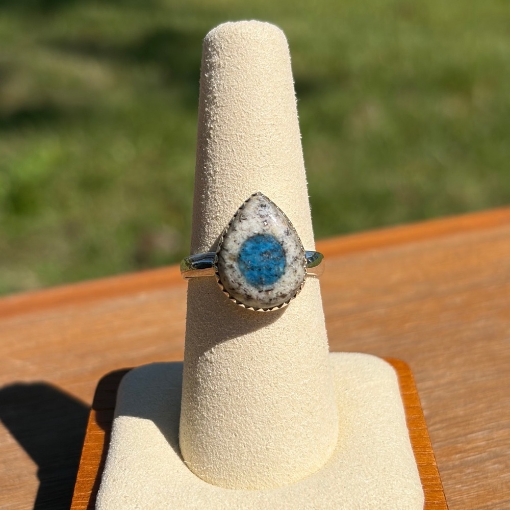 925 Sterling Silver Blueberry K2 Jasper Teardrop Ring